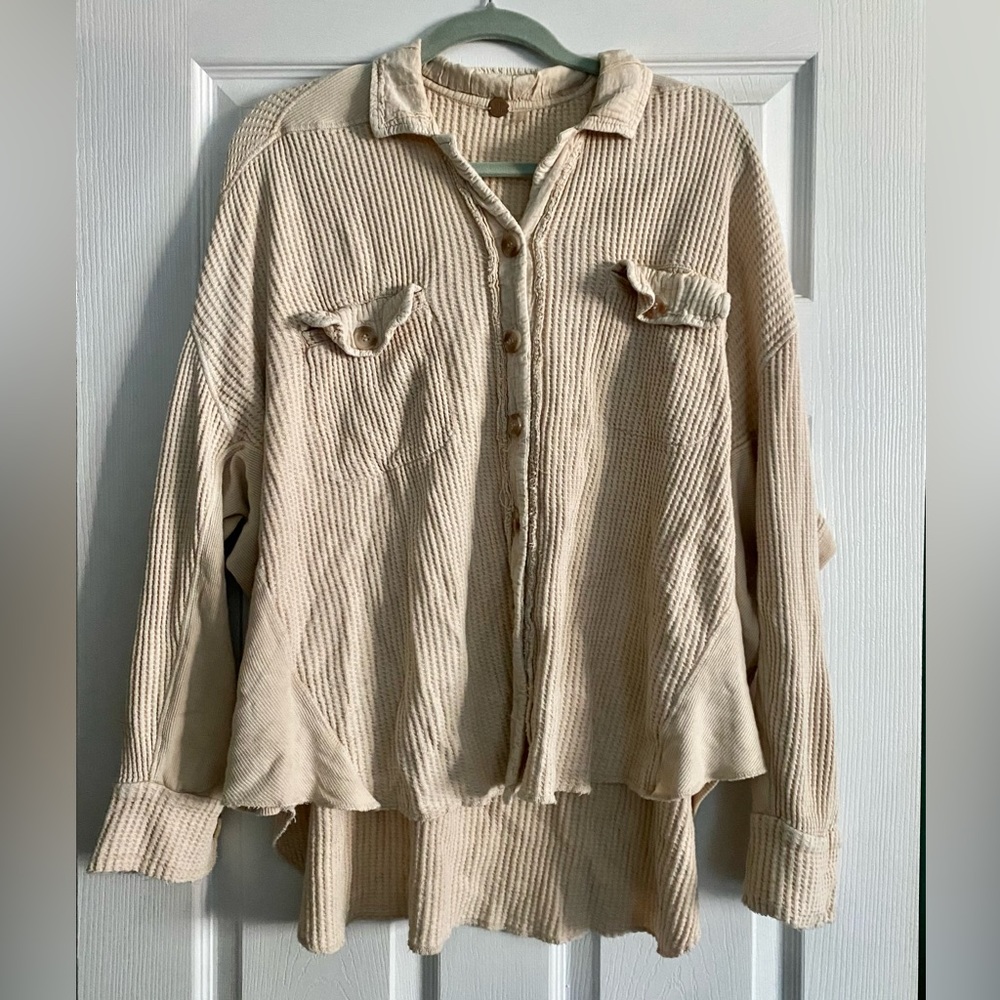 Free people oversized waffle button down